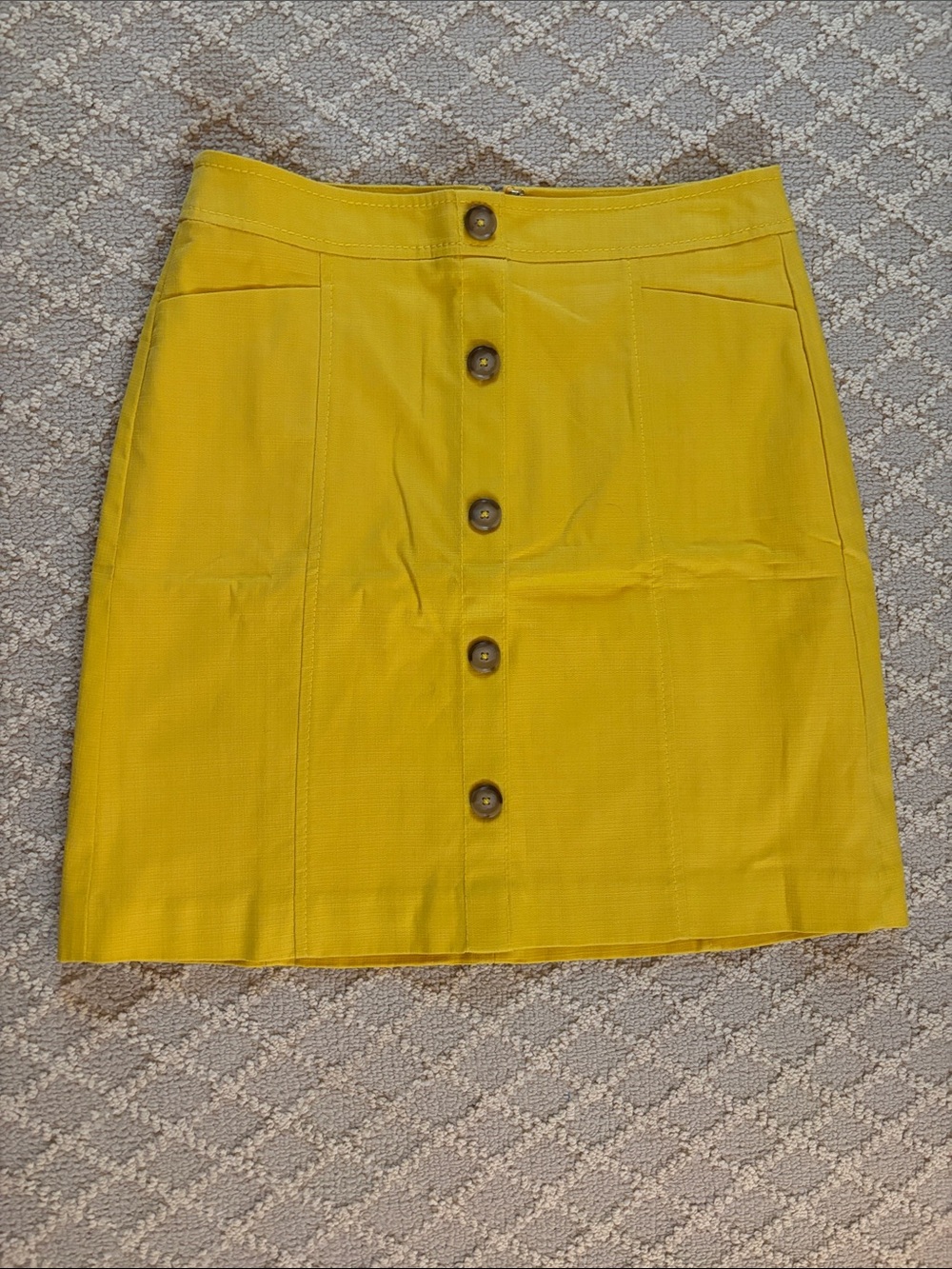 NWT LOFT Yellow Button-Front Mini Skirt